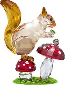 Swarovski Tierfigur Deko Kristallfigur Sammelfigur Idyllia Eichhörnchen und Pilze (1 St), Swarovski® Kristall in 00000