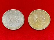 2 x Silbermünzen 100 PTAS Pesetas Peseten 1966 Spanien, jeweils 19 Gramm 800/1000 Feinsilber, - Mannheim