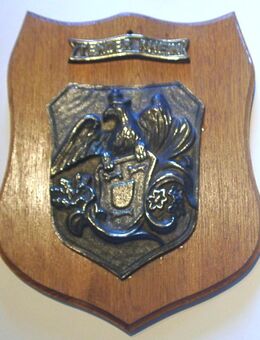 ⭕ Marine Tender Rhein Messing-Wappen auf Holz - Dassel