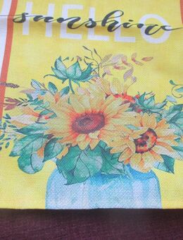 NEU * Edel * stylisch * DESIGNER * Sonnenblumen * Sonnen- Blumen * Blüten * Flower- Power * Leinen * Tischdecke * Tisch * Decke * Läufer * zitronen-gelb * grün * weiß * - Riedlingen