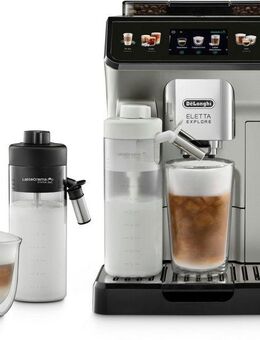 De'Longhi Kaffeevollautomat Eletta Explore ECAM450.55.S - 40 Rezepte, heißer & kalter Milchschaum, 3,5" Touch-Display, herausnehmbare Brühgruppe, einstellbarer Mahlgrad