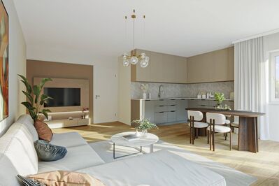 Neubau-Trudering: Moderne 3-Zi.-Wohnung mit südwest Garten