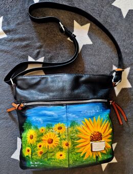 Damenhandtasche gebraucht individuell gestaltet Airbrush Sonnenblumen - Hattingen