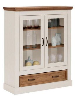 Home affaire Vitrine Selma Highboard aus massivem Kiefernholz, mit Griffen aus antikisiertem Metall
