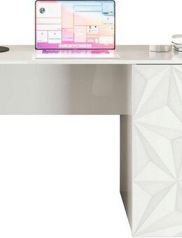 INOSIGN Schreibtisch Prisma, Breite 120 cm, Tiefe 50 cm, mit Stauraum (1 Tür - 2 Fächer), Computertisch, Arbeitstisch, Schminktisch, Tür mit Siebdruck