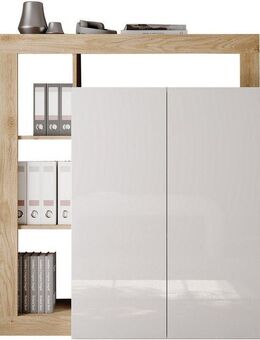 INOSIGN Sekretär Hamburg Breite 108 cm, Höhe 126 cm, 2 Türen, PC-Schrank, Home-Office, dekorativer Rahmen, Tastaturauszug, Stauraum, Multifunktional