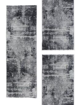 Andiamo Bettumrandung Bettvorleger Luna, Höhe 7 mm, (3-tlg), Bettvorleger, Läufer-Set, Kurzflor, modernes Design, meliert