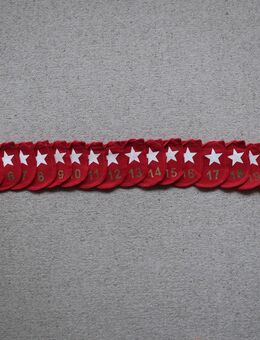 Adventskalender Socken Stiefel Beutel Sterne rot weiß gold - Niddatal