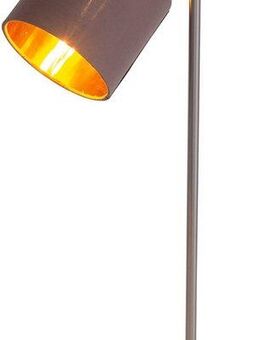 näve Tischleuchte Maron, ohne Leuchtmittel, 1flg. E14 Textilschirm braun Innenfarbe gold satin-nickel