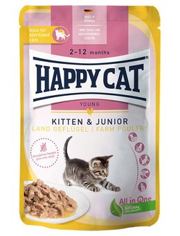 Happy Cat Pouch Meat in Sauce 12 x 85 g - Land-Geflügel Kitten