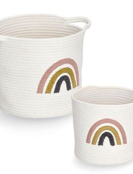 Zeller Present Aufbewahrungskorb Rainbow (Set, 2 St), Aufgestickter Regebogen