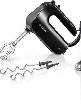 BOSCH Handmixer Home Professional MFQ4980B, Edelstahl Besen/Knethaken, Mixfuß, schwarz, 850 W, Spiralkabel, 5 Stufen, Turbostufe, Zerkleinerer, Mixbecher, Made in EU