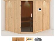 Karibu Sauna Marit, BxTxH: 245 x 210 x 202 cm, 68 mm, (Set) 9-kW-Bio-Ofen mit externer Steuerung