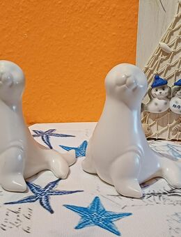 %%...Robbe Seehund weiß Keramik Maritime Deko Sommer Meer Urlaub - Rheinbach