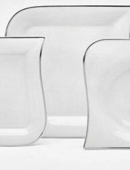 van Well Kombiservice Geschirr-Set, Service Silverline (30-tlg), 6 Personen, Porzellan, schwungvolle Form mit silberfarbenem Rand, 30 Teile, für 6 Personen
