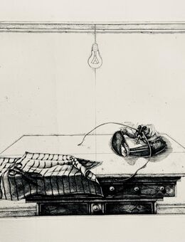 Signierte Radierung Rolf Escher 1972 Der Hummer - Köln