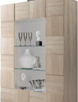 INOSIGN Vitrine Dama Höhe 166 cm, Breite 121 cm, Stauraumvitrine mit 2 Türen, Standvitrine - Front in 3D-Optik, viel Stauraum, verschiedene Farben