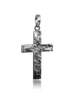 Kuzzoi Kettenanhänger Herren Kreuz Matt Gehämmert 925 Silber