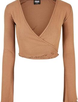 URBAN CLASSICS Longsleeve Urban Classics Damen Ladies Cropped Rib Wrapped Longsleeve (1-tlg)