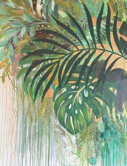 XXL Bild original Jungle mit Gold veredelt Gemälde unikat auf Leinwand - Löhne