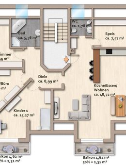 Attraktive 5-Zimmerwohnung in ruhiger Lage mit 2 Balkone, Garage, Stellplatz - Obertraubling