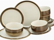 CreaTable Teller-Set Modern Industrial (12-tlg), 4 Personen, Steinzeug, Service, Spezialglasur, glänzende Sprenkel, 12 Teile, für 4 Personen