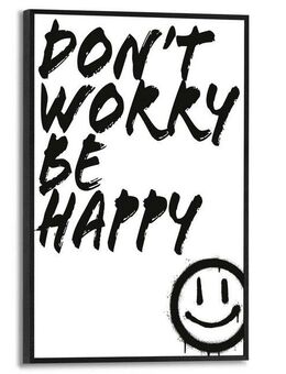 Reinders! Poster Don't Worry, Toilette - Be Happy - Schwarz-Weiß - MDF - Sprüche - 20x30 cm