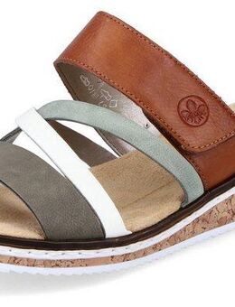 Rieker Pantolette, Keilabsatz, Sommerschuh, Schlappen mit Klettriemchen