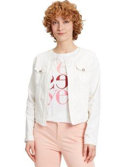 Cartoon Jackenblazer Cartoon Damen Jeansjacke ohne Verschluss Aufgesteppte Bänder
