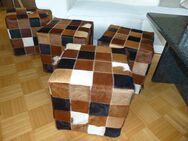 NEU Leder Sitz-HOCKER Kuh-Fell IKEA Jularp Sitz-Bank Stuhl Würfel Unikate Fell-HOCKER Kuhfell Patchwork Sofa - Lehrte