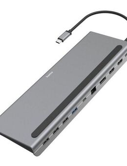 Hama Dockingstation USB C mit 10 Ports für Laptop und PC USB-Adapter USB Typ C zu DisplayPort, HDMI, RJ-45 (Ethernet), USB 2.0, USB 3.1 Gen 1, USB-C, 25 cm