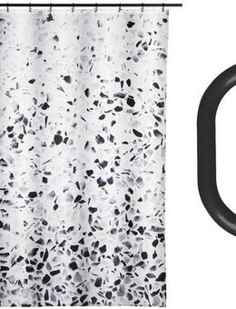 SCHÖNER WOHNEN-Kollektion Duschvorhang »Tosi« Breite 180 cm (Set, 17-tlg), aus recyceltem Polyester, Terrazzo-Design, mit 16 Duschvorhangringen