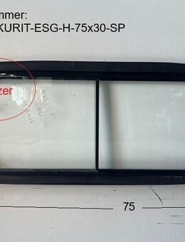 Universal Wohnwagen/Wohnkabine/Wohnmobil Schiebefenster ca 75 x 30 gebr. Sonderpreis (mit Einbau-Dichtungsgummi) CLEFF SEKURIT ESG-H 43R-001026 DOT27 M15000 AS2 (vmtl MB100 BJ 89 bzw. MB TRAC 900 BJ 90) Schiebescheibe - Schotten Zentrum