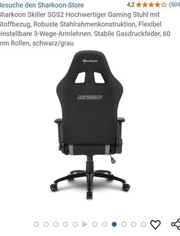 SHARKOON Skiller SGS2 Marken Gamerstuhl Bürodrehstuhl ergonomisch verstellbare abnehmbare Nacken- und Lendenwirbelkissen verstellbare Armlehnen Wippfunktion Gasdruckfederung Schwarz Grau 2 Jahre alt - Schladen-Werla