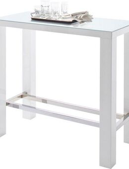 MCA furniture Bartisch Jam, Bartisch weiß hochglanz, Küchentisch, Stehtisch mit Sicherheitsglas