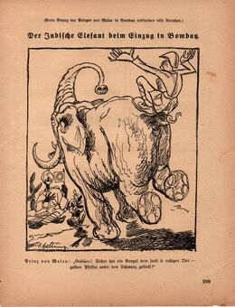 Grafik , Der indische Elefant beim Einzug in Bombay. , Prinz von Wales, Grafik von Otto Delling , Blattgröße 27cm x 21cm , M400 - Görlitz
