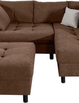 COLLECTION AB Ecksofa Toni L-Form, B: 215 cm, mit Hocker & 2 Zierkissen, Federkern