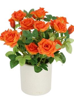 Kunstblume Wildrosen Busch im Topf Rosen, I.GE.A., Höhe 21 cm, Rosen Kunstrosen Kunstpflanze Blumen Künstliche Hochzeitsdeko