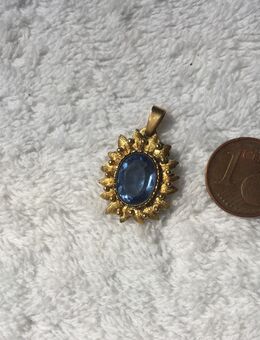 Damen Schmuck Vintage Anhänger Vergoldet mit blauem Stein - Fulda