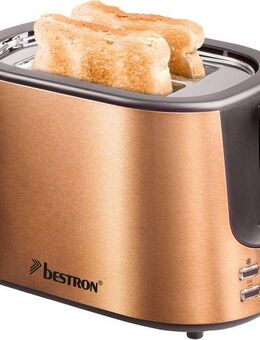 bestron Toaster ATS1000CO, 2 kurze Schlitze, für 2 Scheiben, 1000 W, Krümelschublade und Brötchen-Röstaufsatz, Edelstahl in Kupfer-Optik