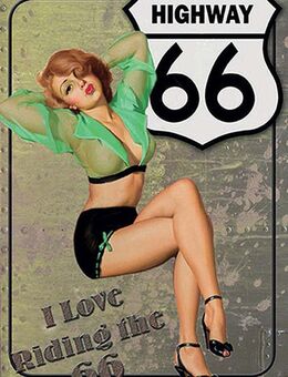 Hochwertiges Blechschild Route 66 Highway Pin Up Girl 20x30 cm - Berlin