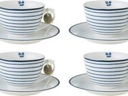 LAURA ASHLEY BLUEPRINT COLLECTABLES Cappuccinotasse Candy Stripe, Porzellan, 4 Tassen, 4 Untertassen