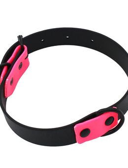 Heim Halsband zweifarbig genietet, schwarz/pink - 50 cm lang, 25 mm breit