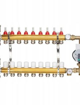 Heizkreisverteiler Messingverteiler für 9-Kreis Fußbodenheizung mit Esbe-Mischventil und Wilo Pumpe RMOP-KORREKTUR-WEE-09 - Wuppertal
