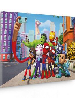 Komar Leinwandbild Spidey and His Amazing Friends Selfie - Größe 60 x 40 cm, Comic (1 St), Keilrahmenbild mit Echtholzrahmen, Kinderzimmer