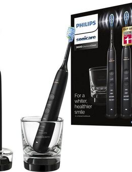 Philips Sonicare Elektrische Zahnbürste HX9914, Aufsteckbürsten: 2 St., DiamondClean Premium Schallzahnbürste, Doppelpack inkl. Ladeglas