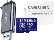 OTG DUAL Speicherkartenleser Beikell Twin, USB 3.0 Typ A & Typ C, SD & MicroSD Laufwerke, Samsung PROPlus MicroSDXC 512GB mit einer Datenübertragung von bis zu 160MB/s, inklusive SD-Adapter - Fürth