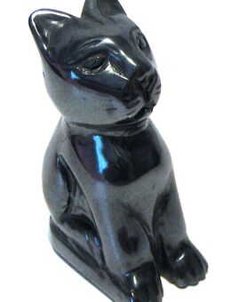 Katze - kleine Figur aus Hämatit massiv - Höhe: ca. 4,6cm - Biebesheim (Rhein)