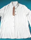 Trachten Hemdbluse - Trachten Dirndl Hemd „weiß“ m. Lederbesatz Gr. 38/40 in 56626