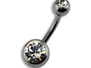 Zeeme Bauchnabelpiercing Titan silberfarben Kristall weiß